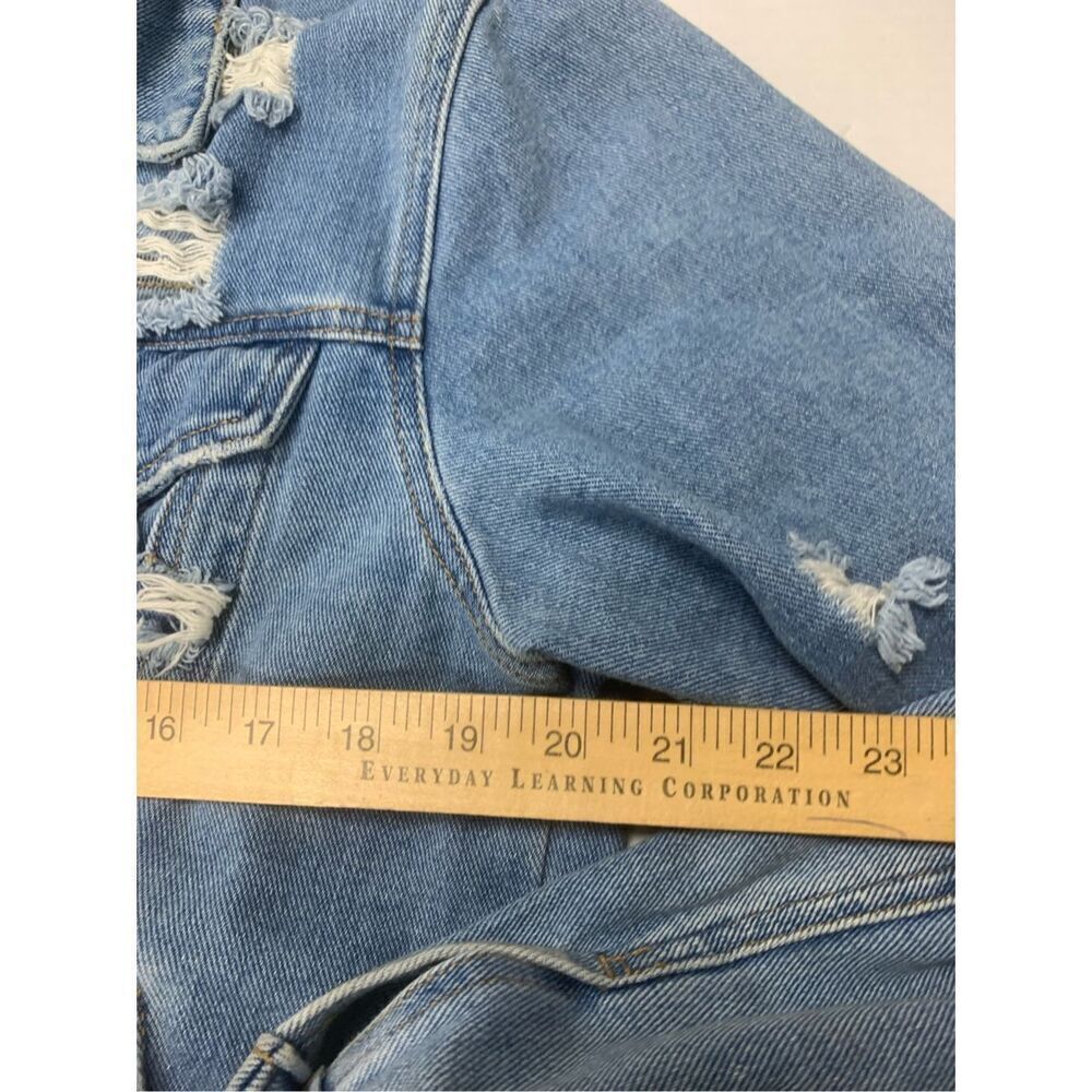 Distressed Button Down Denim Jacket - Picture 6 of 7